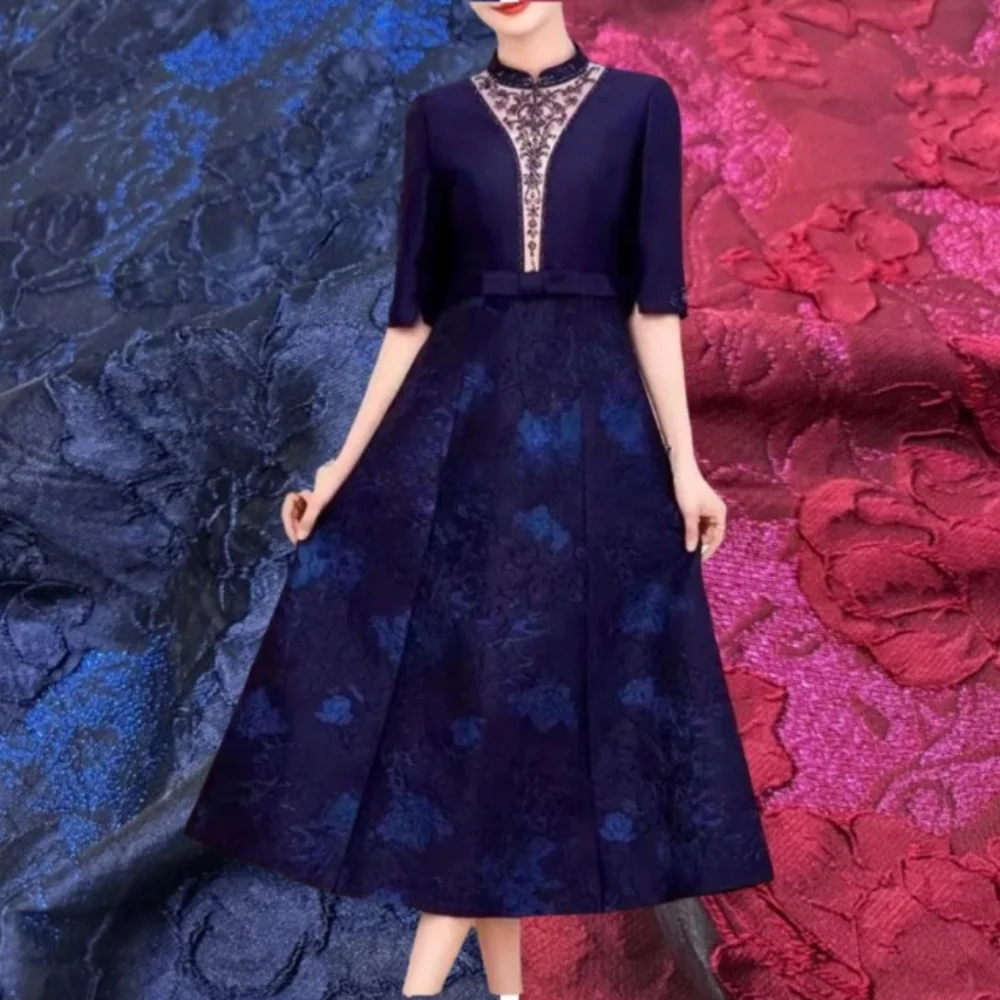 

Парчовая жаккардовая ткань, металлическая проволока, тисненый цветок, темный узор, сделай сам, шитье платья, одежда, модная ткань на метр