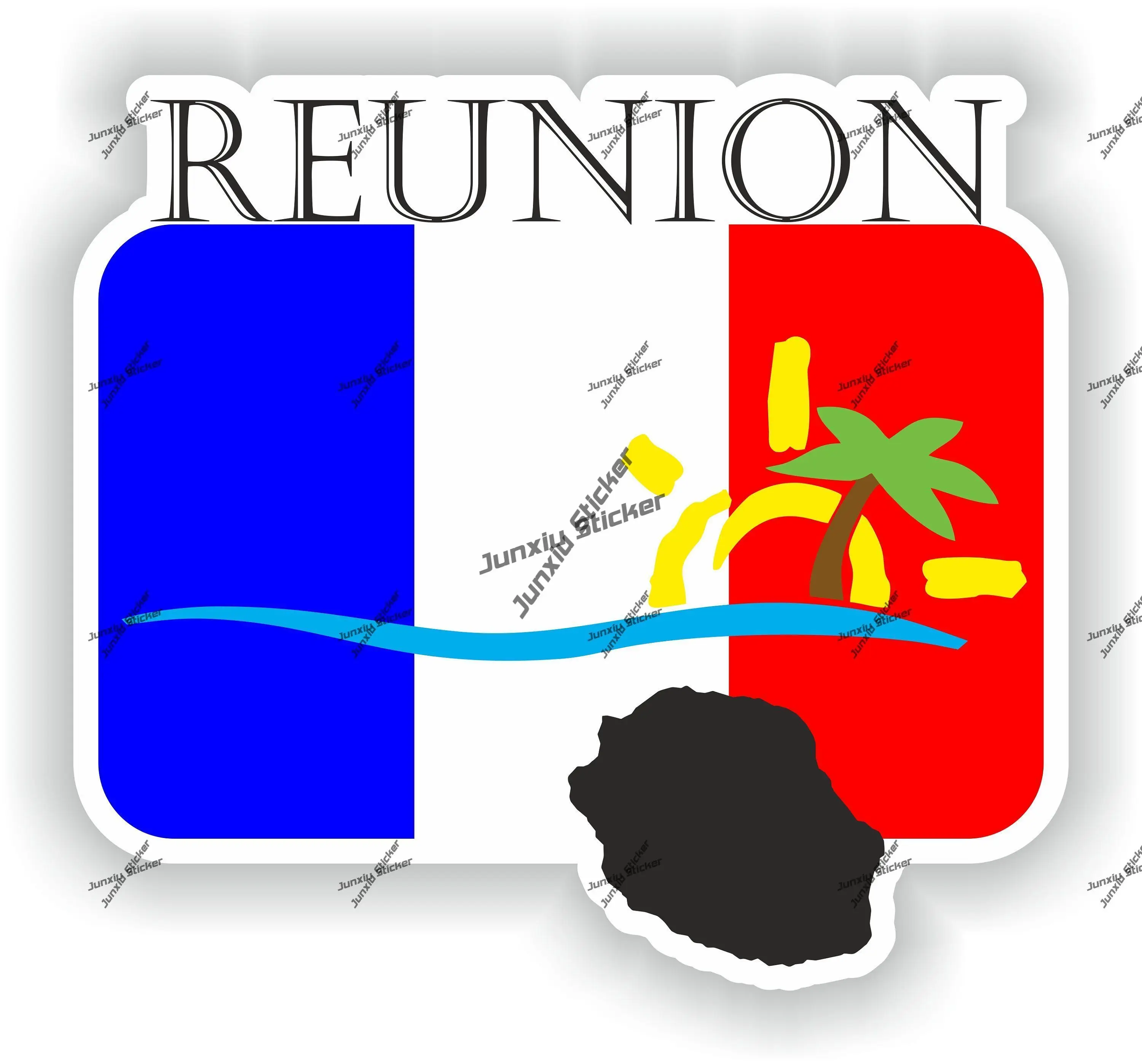 

Reunion La Réunion France Sticker Coat of Arms of Reunion France Flag with Graphical Outline Emblem Scratch-Proof Decal for SUV