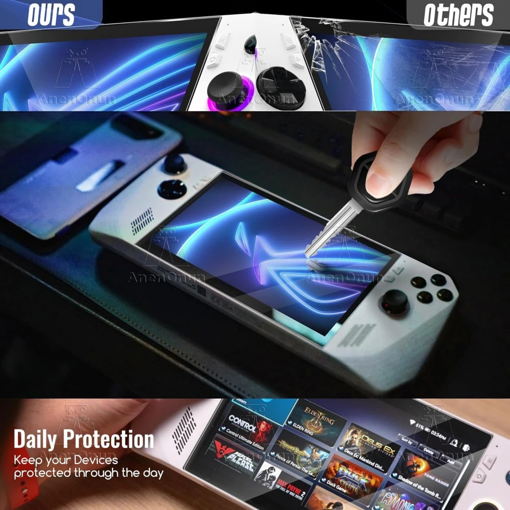 HD 強化ガラススクリーンプロクター ROG Ally/ROG Ally X 2.5D カーブエッジ 9H 硬度 飛散防止 傷防止 指紋防止