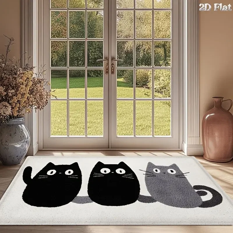 VIKAMA “Three Little Kittens” Bathroom Door Mat—Soft, Non-Slip Entryway Mat and Bathroom Decorative Mat, Home Decor