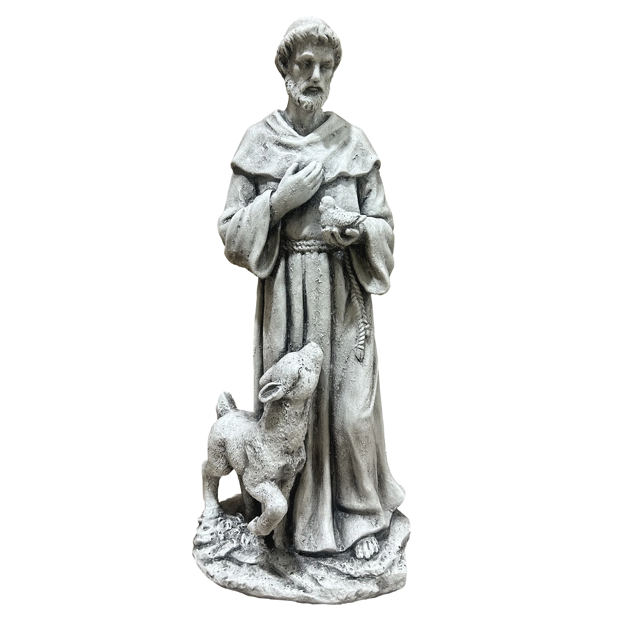 Magnesium Oxide Saint Statue With Lamb, Weatherproof Garden Church Decor Ornament, Vintage Religious Sculpture for Patio Porch