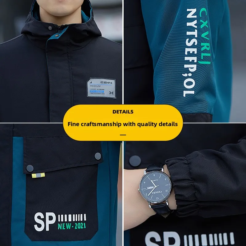 

Men's Workwear Jaet Spring Autumn 2023 New Trend Brand Hooded Autumn Top Coat M Student Outerwear Loose Fit Polyester Fiber