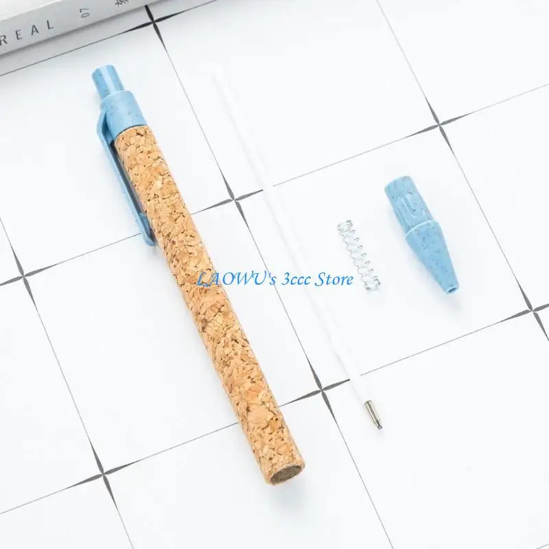 

Y8AD 10Pcs Cork Ballpoint Pen Office Writing Pen Retractable Pen Smooth to Write Guest Sign In Pen for Hotel Office