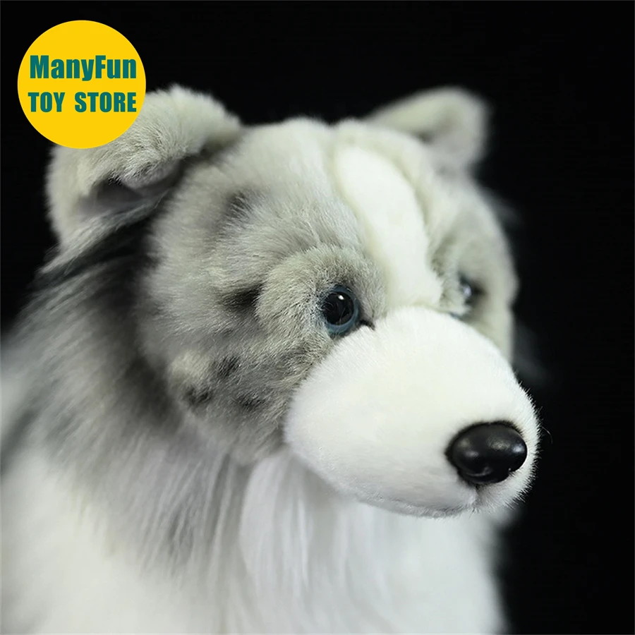 Merle Border Collie Plush Toy High Fidelity Merle Collie Plushie Sheep Dog Peluche Lifelike Stuffed Animals Simulation Doll Kids