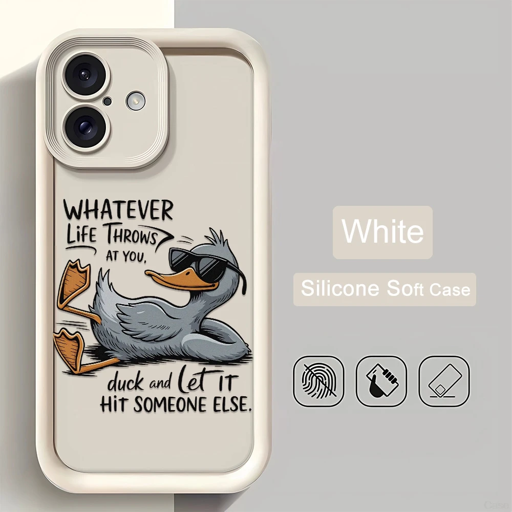 Funda de silicona suave TPU con diseño de pato relajado para iPhone 18 Pro Max 11 12 13 14 15 16 17, funda anticaídas para teléfono, mate, antihuellas