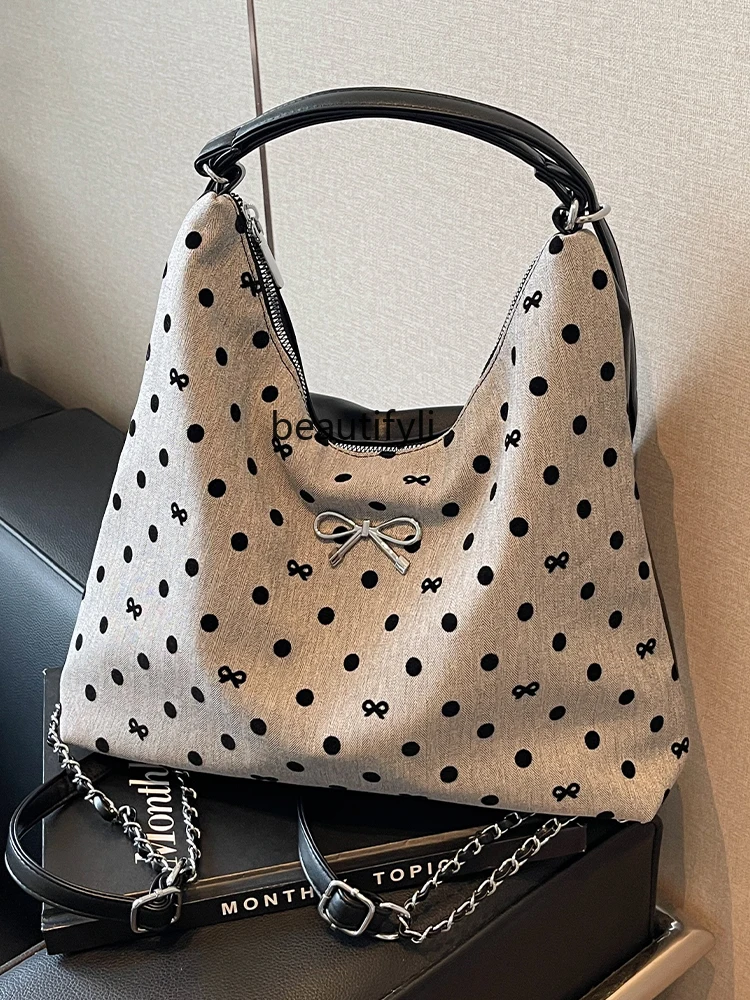 

Fashion Trendy Polka Dot Backpack Women's New Simple Casual Large Capacity Totes High-Grade Shoulder Bag