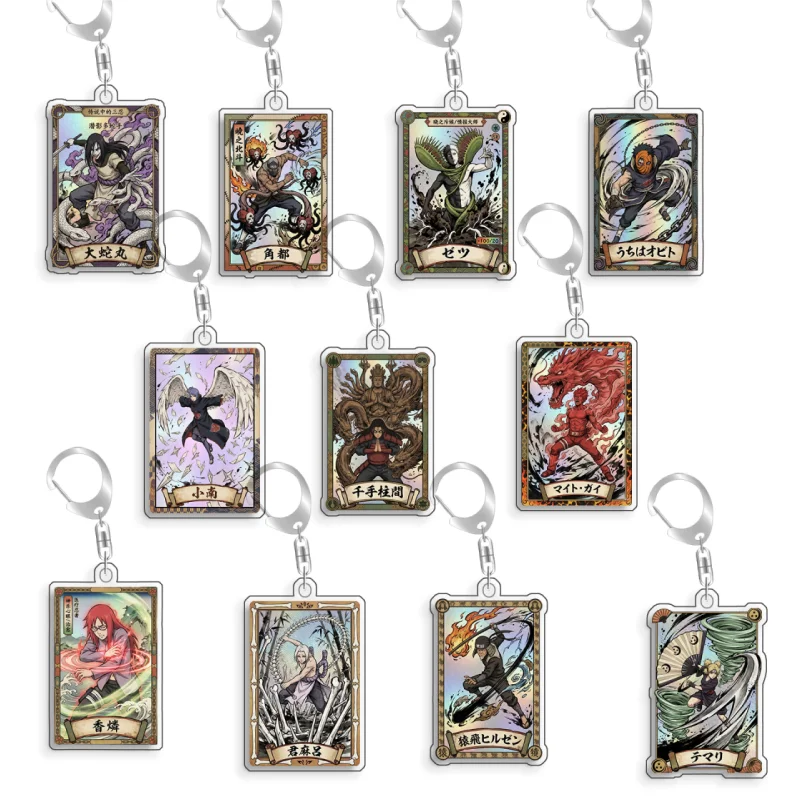 Llavero de acrílico de 5 cm con diseño de personajes de anime de Naruto: Orochimaru, Kakuzu, Zetsu, Uchiha Obito, Konan, Might Guy. Regalo de juguete hecho a mano.