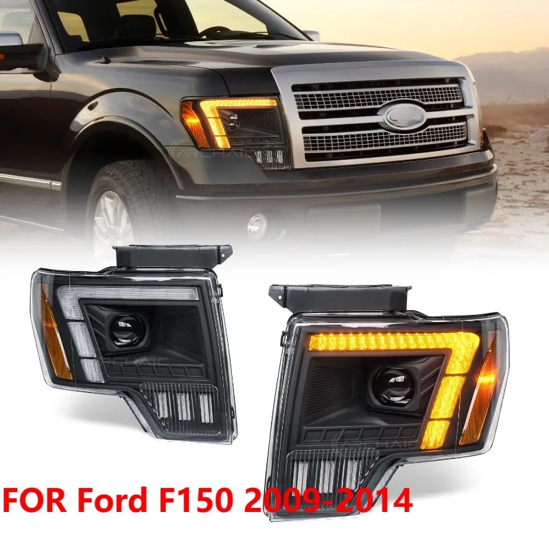 

Full LED Headlights For Ford F150 2009-2014, Sequential Head Lamps Assembly