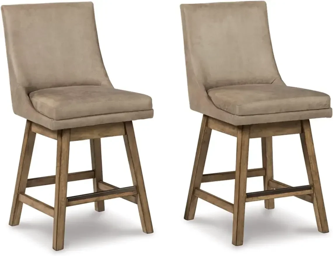 Ashley Jacke-Upholstered Counter Height Barstool, Signature Design, Beige, 25 