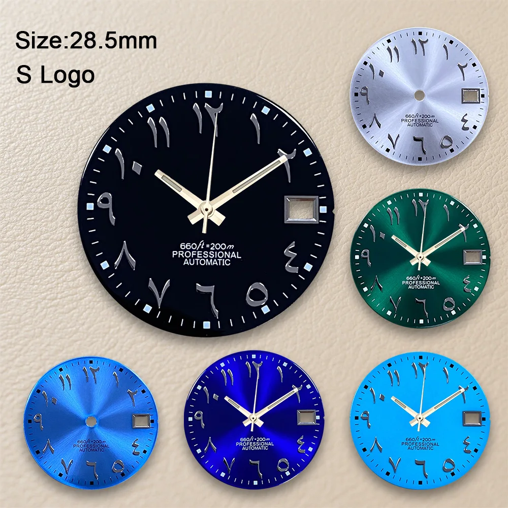 28.5mm Arabic Numerals DIAL NH35 Dial S Logo Dial for NH35/NH36 Movement No Luminous Watch Accessories