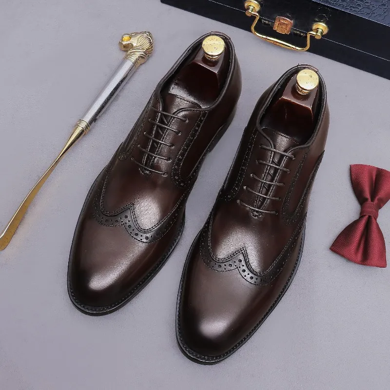 British Style Mens Dress Brogues Shoes Luxury Handmade Quality Comfortable Autumn New Elegant Wedding Social Shoes for Male 2026