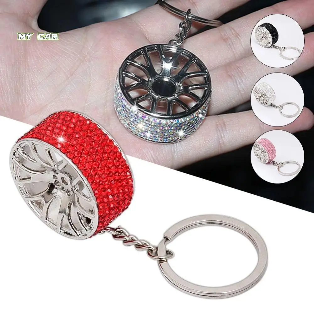 

Car Wheel Shape Crystal Wheel Keychain Alloy Crystal Car Crystal Wheel Keyring Metal Round Crystal Tire Wheel Rim Pendant