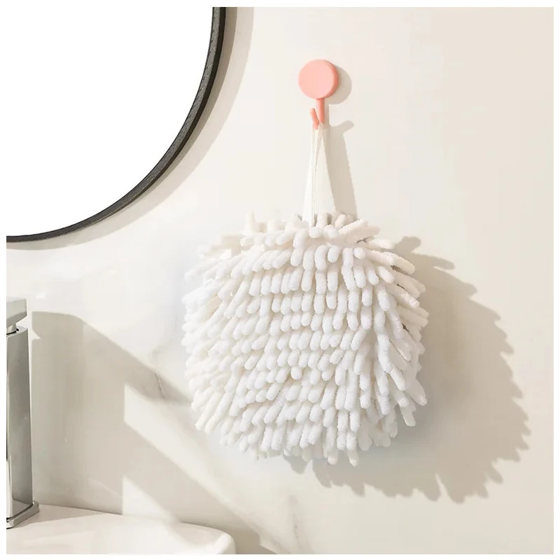 1-4Pcs Hanging Chenille Hand Wipes Kitchen Bathroom Hand Towel Ball With Hanging Loops Quick Dry Soft Absorbent Microfiber Towel