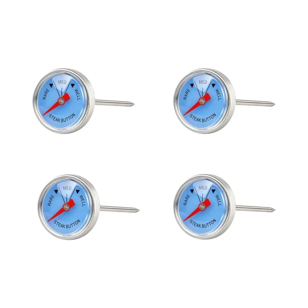 4 Pack Stainless Steel Meat Thermometer for Steak Roast Chicken Pork For BBQ Outdoor Grilling Camping Picnic Use