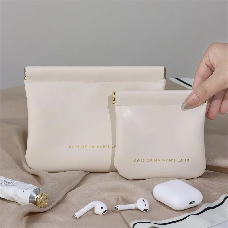 

Кожаная мини-косметичка для помады, квадратная маленькая сумочка для макияжа, портативный органайзер для ключей и косметики