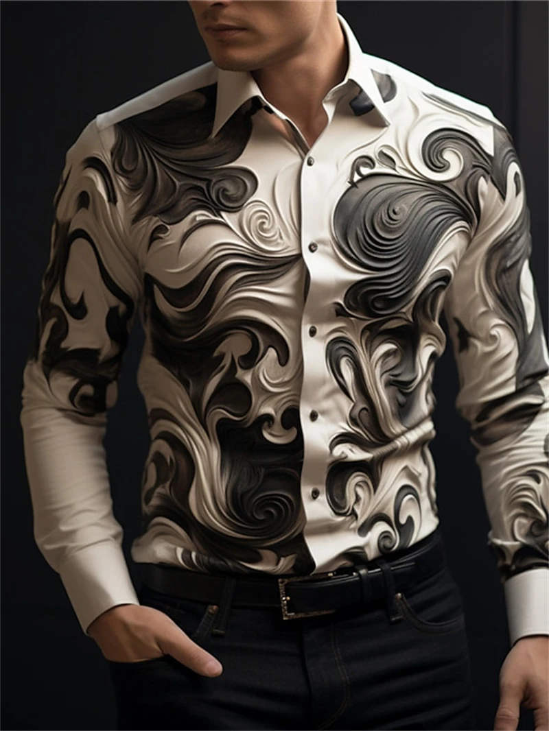 Trend Medieval 3D Printing Luxury Shirts For Men Clothing Slim Fit Shirt Fashion Designer With Hawaiian Long Sleeve Clothes