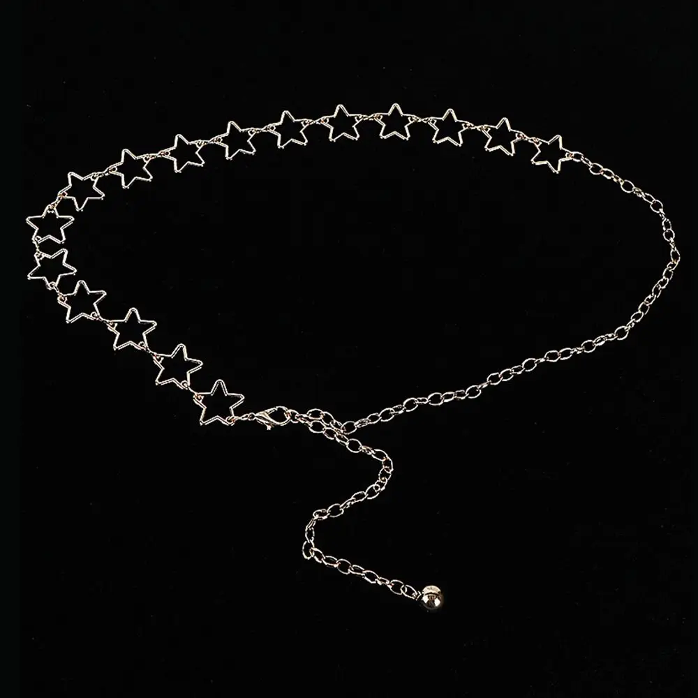 Универсальный пояс в японском стиле со звездами, золотая цепочка, регулируемый ремень-цепочка Y2k, милый пояс в стиле панк для женщин