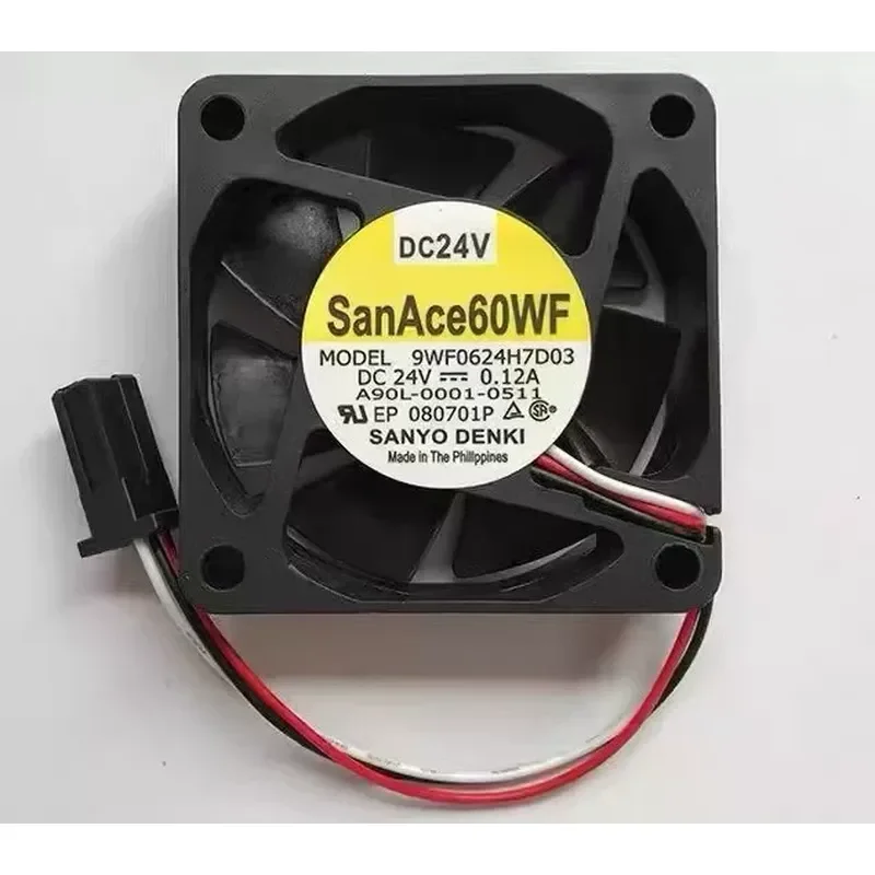 for SANYO 9WF0624H7D03 DC Cooling Fan 24V 0.12A 60mm Square Industrial Blower for Computer Server Cabinet Heat Dissipation