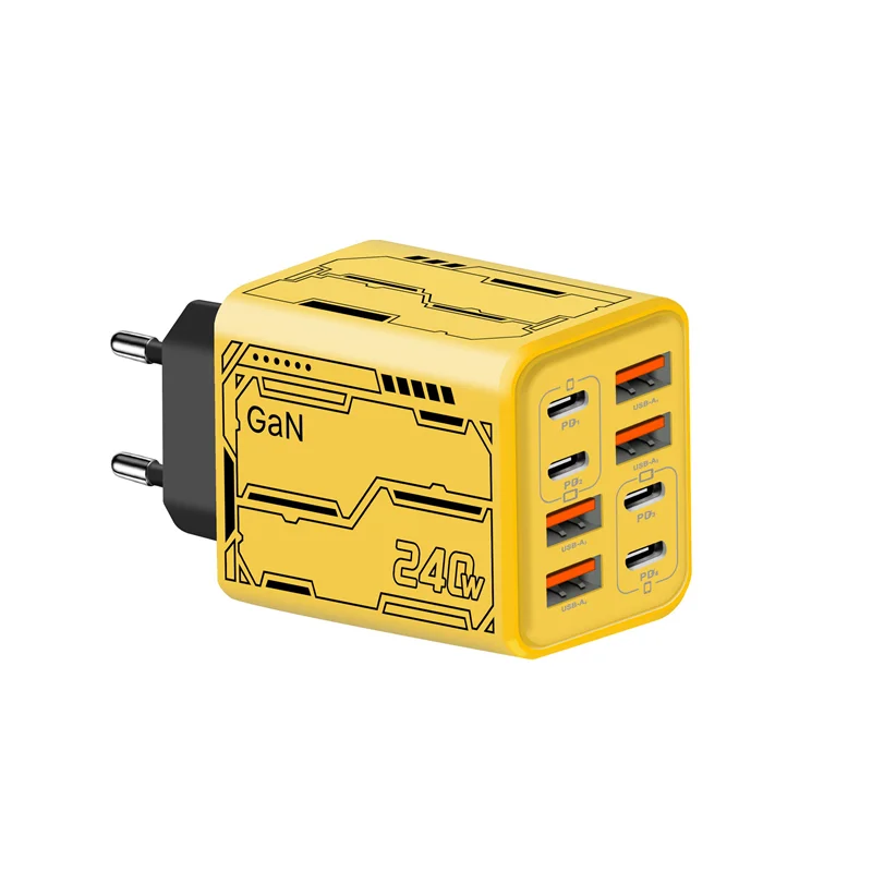 Ładowarka biurkowa 8 w 1 GaN USB C 240W z szybkim ładowaniem, adapter do telefonu, kabel typu C do iPhone, Samsung, Xiaomi, wtyczka EU/US/UK. — zdjęcie produktu 7