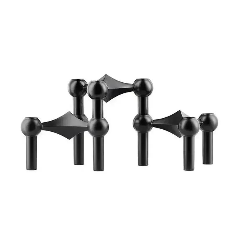 Metalen Moleculaire Structuur Kaarshouder Noordse Zilveren Kandelaar Middelpunt Woonkamer Decoratie Cadeau Home Decore Kandelaar - afbeelding 1