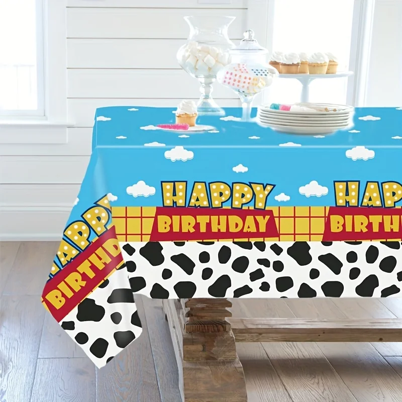 Large farm dairy cow tablecloth, durable polyester tablecloth, featuring cow patterns.