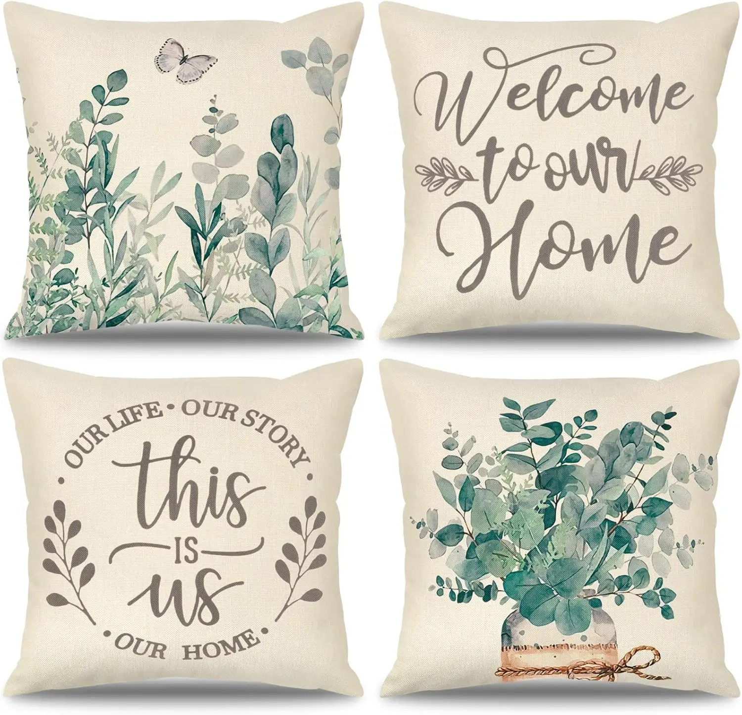 4Pcs Modern Geometric Pillow Covers 18x18 Inch Abstract Art Cushion Cases for Couch Bed Car Home Decoration Square Zipper