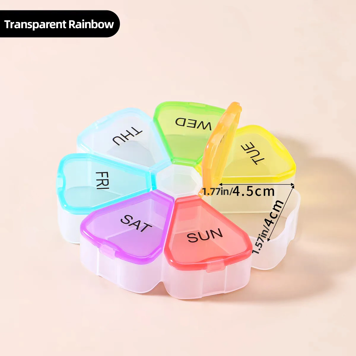 Bloem Regenboog Kleine Medicijndoos Classificatie Draagbare medicijndoos 7-daagse 7-raster reisgeneeskunde opbergdoos