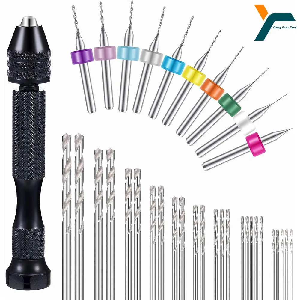 36Pcs Micro Hand Drill Bits Set Pin Vise PCB Mini Drill Twist Drill Punching Rotary Tool For Jewelry Wood Craft DIY Sculpture