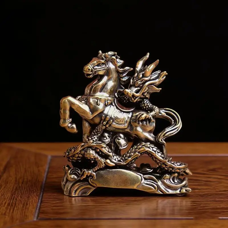 1Pc Chinese Dragon Horse Brass: Craft Ornament 2026 Small Copperware Creative Home Decor Desktop Collection