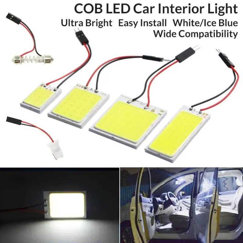 New Car Interior LED Panel Light Kit Super Bright COB Universal Adapters For Auto Dome Trunk Lighting Replacement