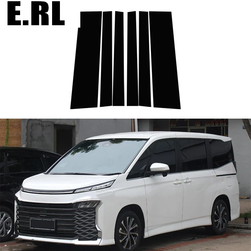 

6PCS Fit For Toyota Noah Voxy R90 2022-2023 Glossy Black Door Window Pillar Posts Door Trim Decoration Cover Exterior Stickers