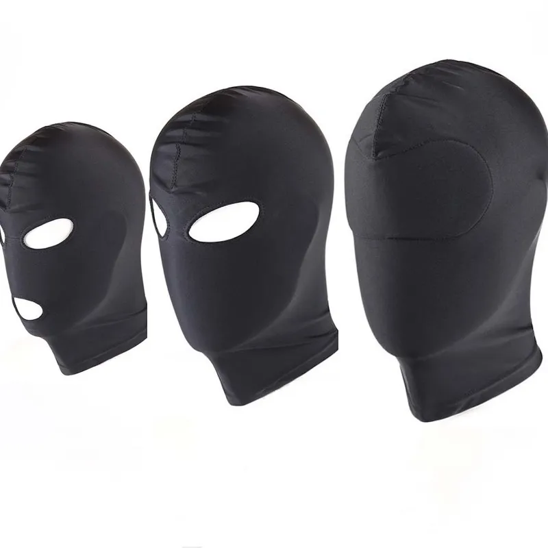 3 Hole Mask Hood Sexy Toys Open Mouth Eye Bondage Party Mask Cosplay Slave Punish Full Face Headgear Adult Game BDSM Bondage Set