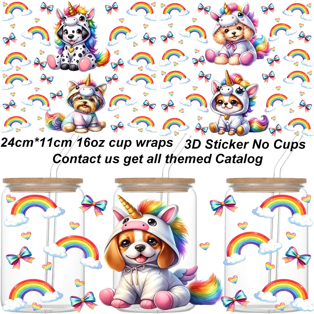 New Baby Puppy Dog 3D Transfer Sticker for 16oz Libbey Glasses Cup Unicorn Cosplay Themed Design DIY Cup Wraps