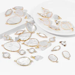 Reiki Natural Crystals Pendant Charm White Crystal Healing Raw Rock Mineral Nugget Clear Quartzs Pendant DIY Jewelry Accessories