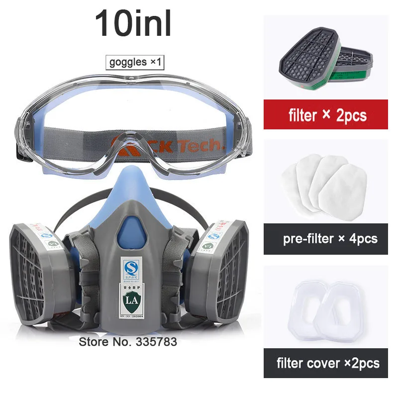 HD Anti-Fog Goggles 7502 Painting Spraying Gas Mask Chemicals With Safety Work Gas Mask Proof Dust Face Mask Respirator Mask