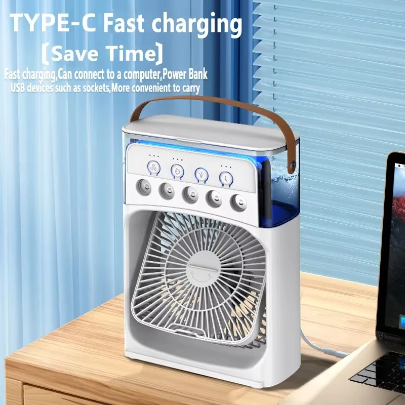 ميديا المحمولة 3 في 1 مروحة مكيف الهواء المنزلية الصغيرة مبرد الهواء LED أضواء ليلية المرطب تعديل الهواء مراوح المنزل جديد #5