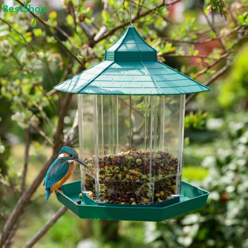 〔R〕Vogelfutterstation für den Außenbereich, halbautomatische Futterstation für den Balkon, zum Aufhängen im Freien, wasserdichte Futterstation für wilde Spatzen