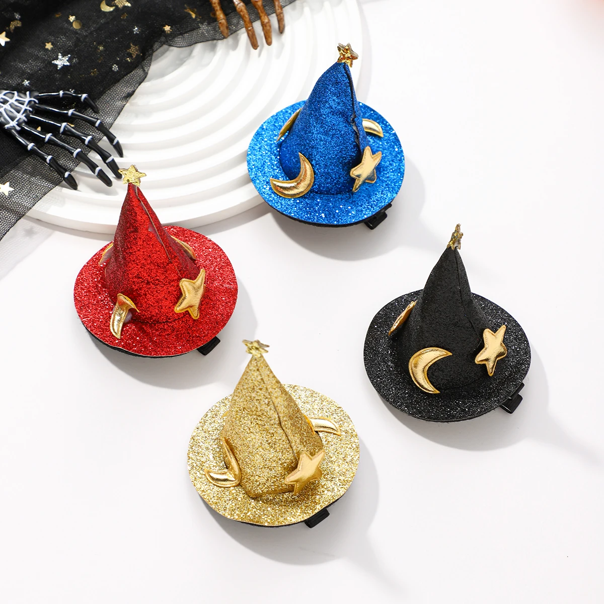 Mini Hexenhut Haarspange Festival Seitenclip Haarspangen Haarnadeln Kopfschmuck für Halloween Geschenk