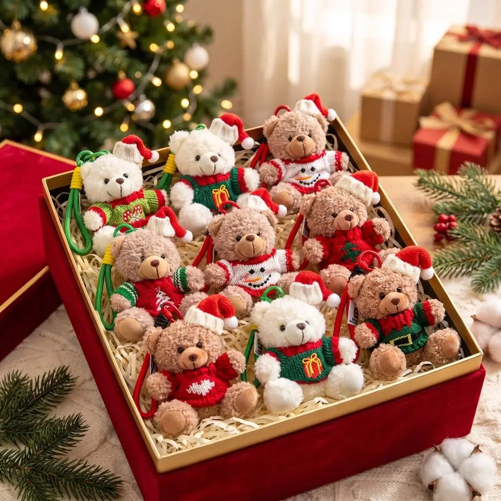 Bag Pendant Soft Christmas Bear Pendant Red Cartoon Christmas Tree Pendant Key Ring Cartoon Santa Keychain Girls