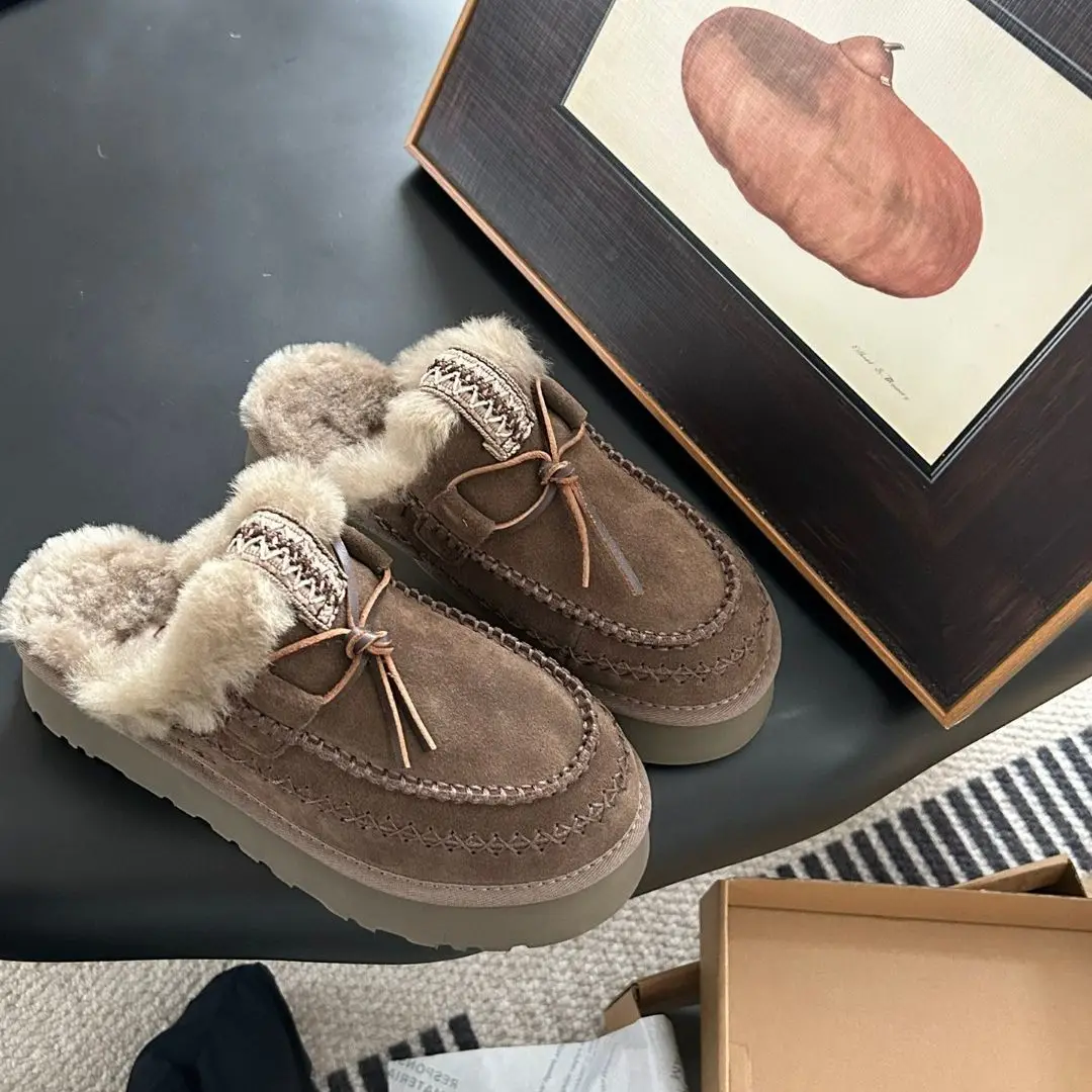 

2025 Quality Winter Wool Slippers, Women's Lazy Shoes Indoor Outdoor Flat Non-Slip Casual Hot Sale Footwear