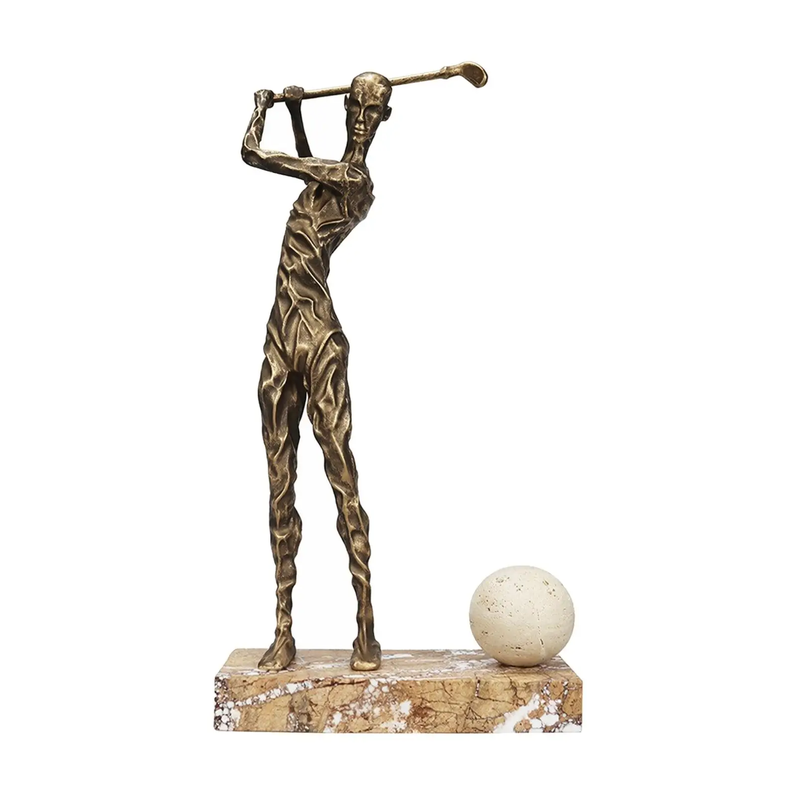 Sports Trophy Award Golf Swing Figure Ornament Marble Rectangular Base for Office Shelf Golf Lover Gift