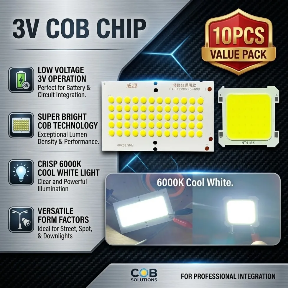 10Pcs DC3V COB Integrated Light Source LED Chip White Light Portable Solar Camping Spotlight Bulb Accessories Outdoor Lighting