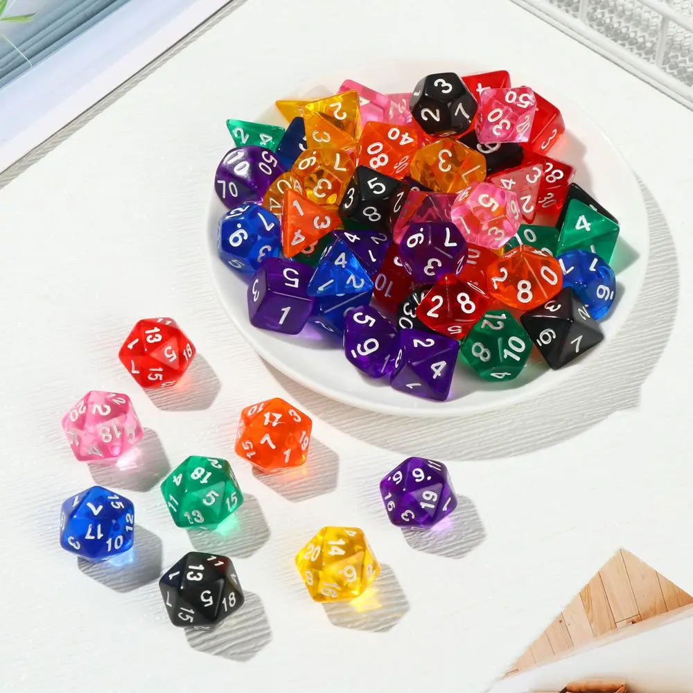 7Pcs/Set Dice Polyhedral 7-Die Set Game Dice For TRPG DND Accessories D4 D6 D8 D10 D12 D20 Dice For Board Card Game Math Games