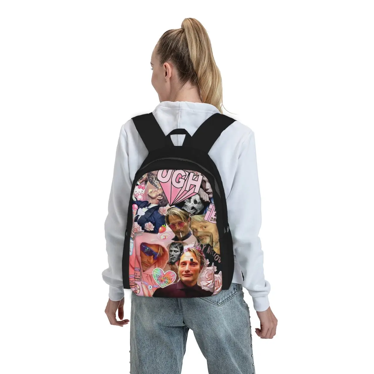 

Mads Mikkelsen Collage Greeting Card36 Backpack Student BookBag Children School Bag Computer Shoulder Bags for Men Women