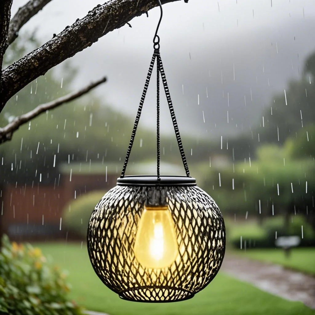 Solar Iron Tennis Lantern Light Retro Mesh Pendant Light Outdoor Garden Patio Decorative Hollow Light