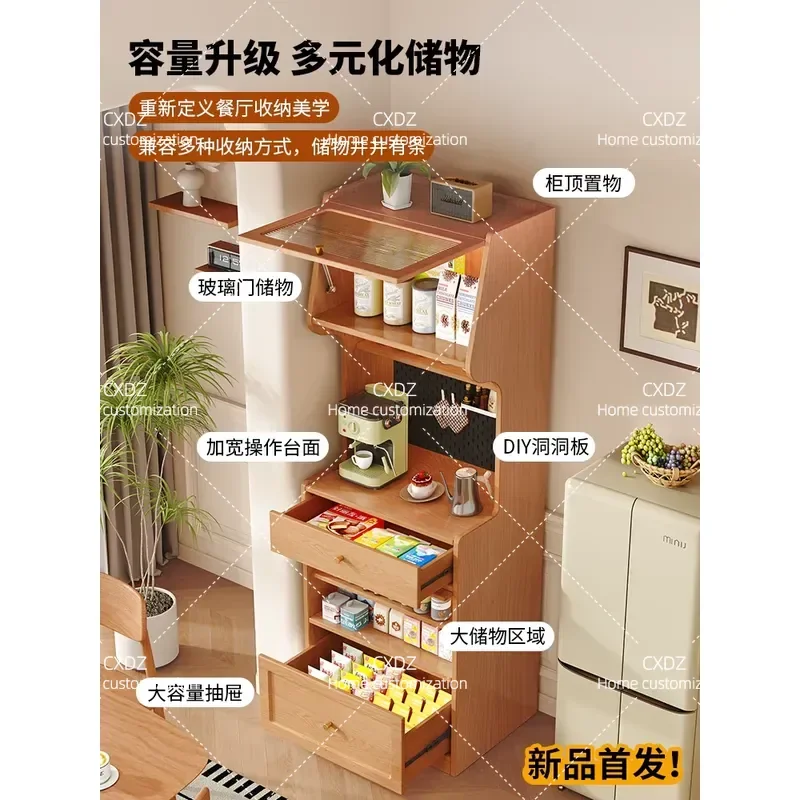 Wall Mounted Dining Side Cabinet Integrated Locker Small Apartment Kitchen Multifunctional Storage Cabinet Living Room Tea