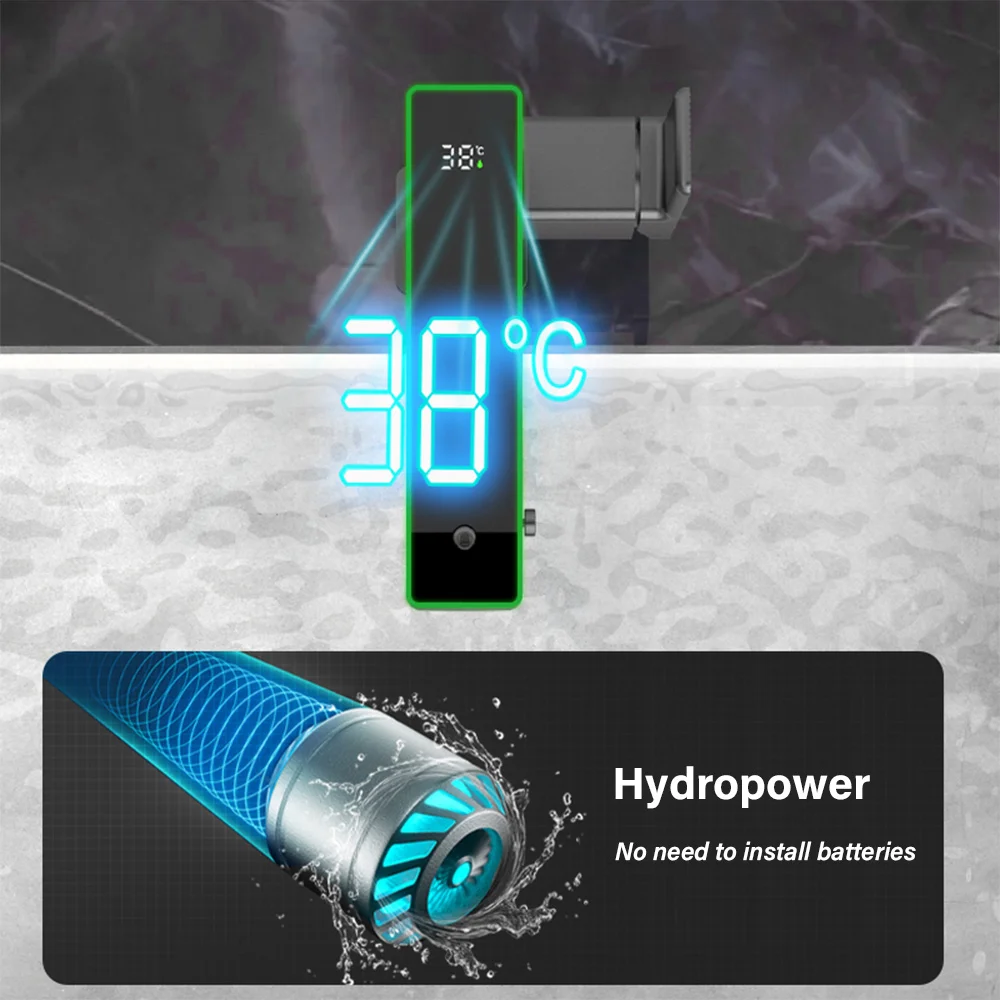 Moderne Luxus Digital Display Bad Wasserhahn Einzigen Loch Deck Montieren Messing Mixer Waschbecken Wasserhahn Waschgefäß Badezimmer Waschbecken Armaturen Farbwechsel Atmosphäre Lampe Wasserhahn für Bad