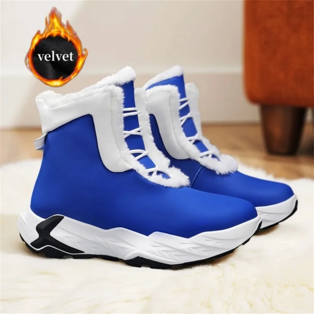 

Trend Blue Men's Snow Boots Winter Warm Plush Boots Men Platform Boot Outdoor Velvet Ankle Boots For Man High Top Cotton Shoes