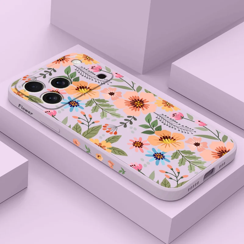 

Splendid Flowers Phone Case For iPhone 17 16 16e 15 14 13 Air Plus Pro Max Mini Liquid Silicone Cover