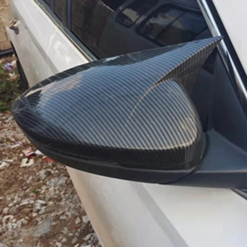 

Suitable for 21 Octavia reversing mirror cover carbon fiber pattern horn rearview mirror shell bright black decoration